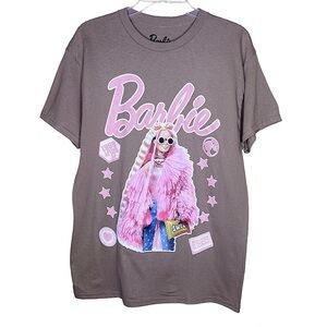 Barbie Print Brown and Pink Graphic T-Shirt Nwt Size M Medium